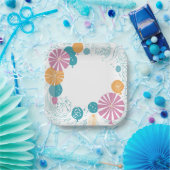 ballonnen en sterren papieren bordje (Feest)