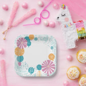 ballonnen en sterren papieren bordje (Feest)