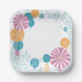 ballonnen en sterren papieren bordje