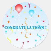 Ballonnen en sterren ronde sticker (Voorkant)