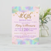 Ballonnen en sterren roze 100ste verjaardag kaart (Staand voorkant)