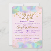 Ballonnen en sterren roze 21ste verjaardagsfeest kaart (Voorkant)