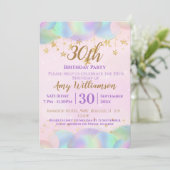 Ballonnen en sterren roze 30ste verjaardagsfeest kaart (Staand voorkant)