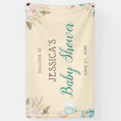 Ballonnen en veren Boho Baby shower Spandoek (Verticaal)