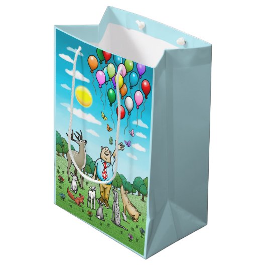 Ballonnen en verjaardagen, het perfecte paar! medium cadeauzakje (Voorkant Gekanteld)