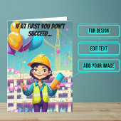 Ballonnen en Vrouw Engineer Verjaardag Kaart