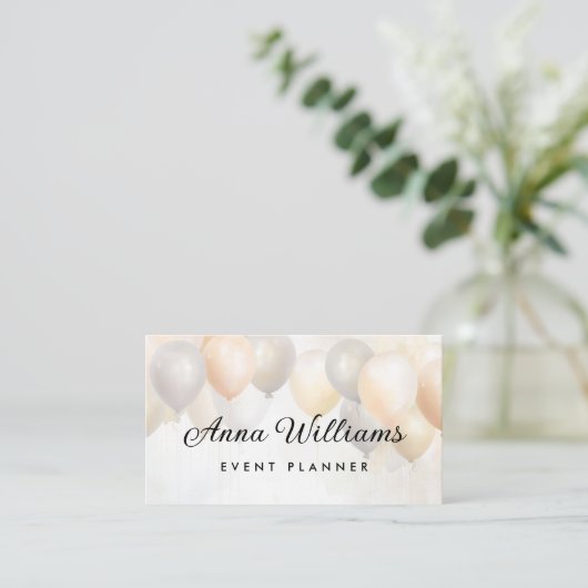  ballonnen evenementenplanner minimalistische chiq visitekaartje (Staand voorkant)