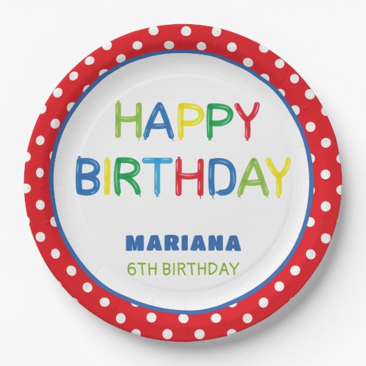 BALLONNEN FEESTTIJD PAPIEREN BORDJE (Voorkant)