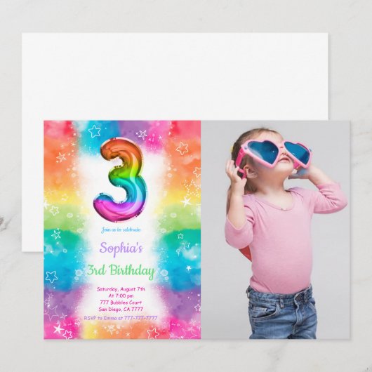 Ballonnen Foto Uitnodigingen (Voorkant / Achterkant)