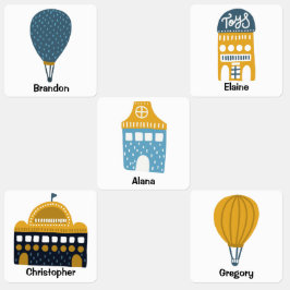 Ballonnen gebouwen helder terug naar school kinderlabels