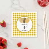 Ballonnen & Gele Gingham 1e Verjaardag Servet (Insitu)