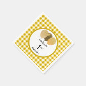 Ballonnen & Gele Gingham 1e Verjaardag Servet (Hoek)