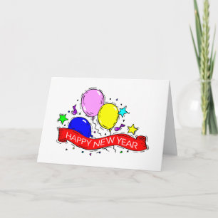 Ballonnen Gelukkig Nieuwjaar Wenskaart Feestdagen Kaart