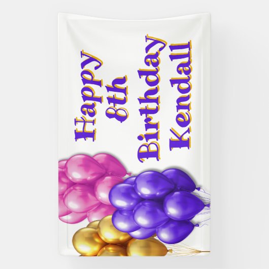 Ballonnen Gelukkige Verjaardag Meisjes Partij Spandoek (Verticaal)