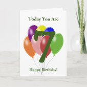 Ballonnen gepersonaliseerde 7e verjaardag Kaart (Voorkant)