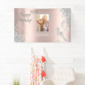 Ballonnen, Glas,Hak,Druppels Roze Goud Foto Spandoek (Insitu)