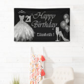 Ballonnen, Glas,Hak, Jurk,Zwart Spandoek (Insitu)