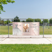 Ballonnen, glas, hakken, jurk foto 25e verjaardag spandoek (Insitu)