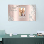 Ballonnen, Glas, Heel, Druppels Roos Gouden Foto Spandoek (Beurs)