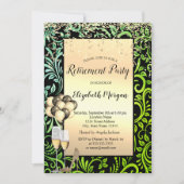 Ballonnen, Gold Swirls Green Pensioen Kaart (Voorkant)