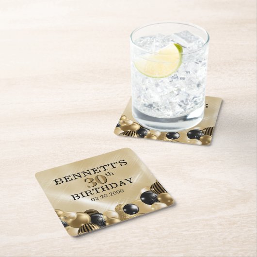 Ballonnen Gouden Verjaardag Kartonnen Onderzetters (Insitu)