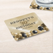 Ballonnen Gouden Verjaardag Kartonnen Onderzetters (Schuin)