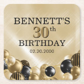 Ballonnen Gouden Verjaardag Kartonnen Onderzetters (Voorkant)