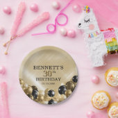 Ballonnen Gouden Verjaardag Papieren Bordje (Feest)