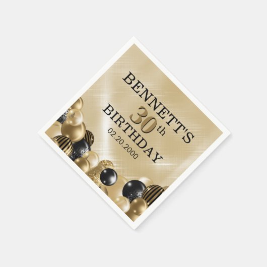 Ballonnen Gouden Verjaardag Servet (Hoek)