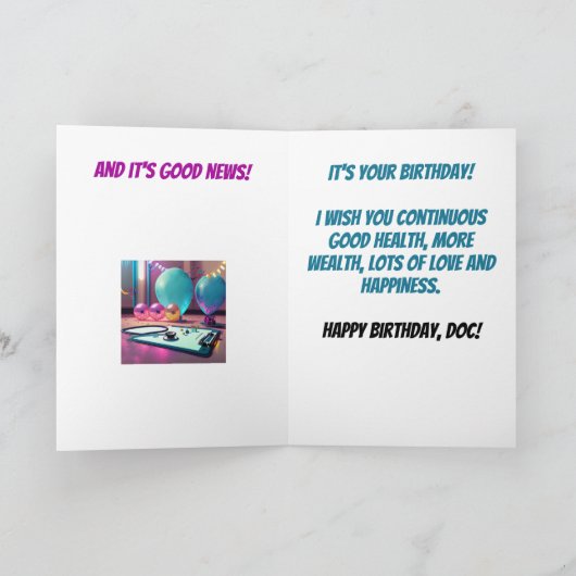 Ballonnen Grappige Dokter Verjaardag Kaart (Binnen)