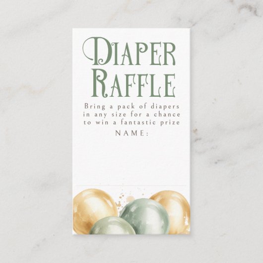 Ballonnen Green Diaper Raffle Baby shower Tickets Informatiekaartje (Voorkant)