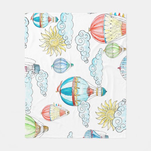  ballonnen: grillige Waterverf naadloos. Fleece Deken (Voorkant)