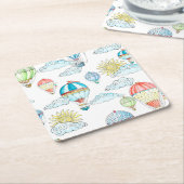  ballonnen: grillige Waterverf naadloos. Kartonnen Onderzetters (Schuin)