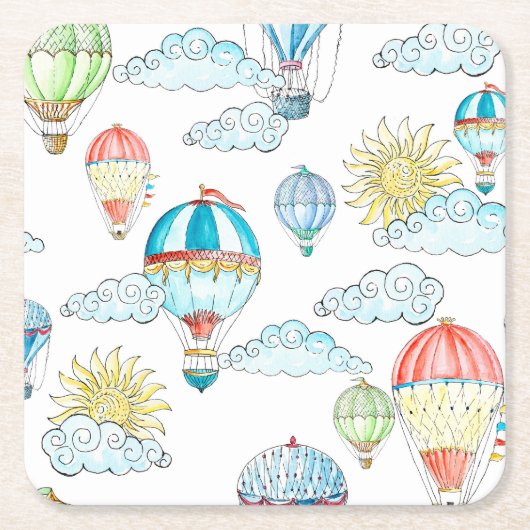  ballonnen: grillige Waterverf naadloos. Kartonnen Onderzetters (Voorkant)