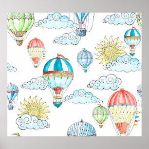 ballonnen: grillige Waterverf naadloos. Poster