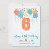 Ballonnen in bloei: Vieren van een 6e verjaardag F Kaart (Voorkant)