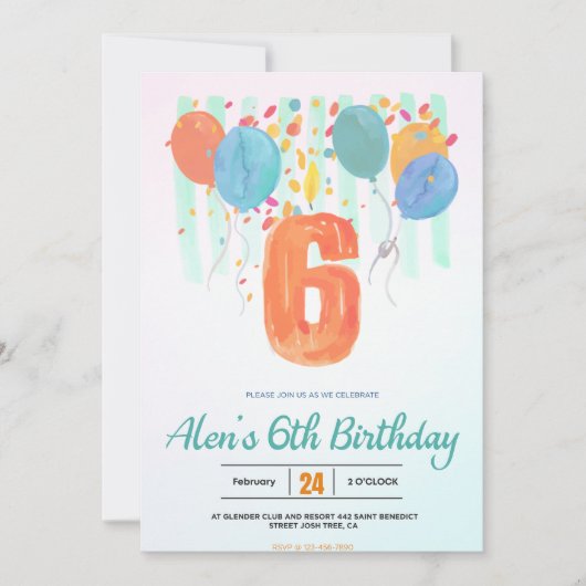 Ballonnen in bloei: Vieren van een 6e verjaardag F Kaart (Voorkant)