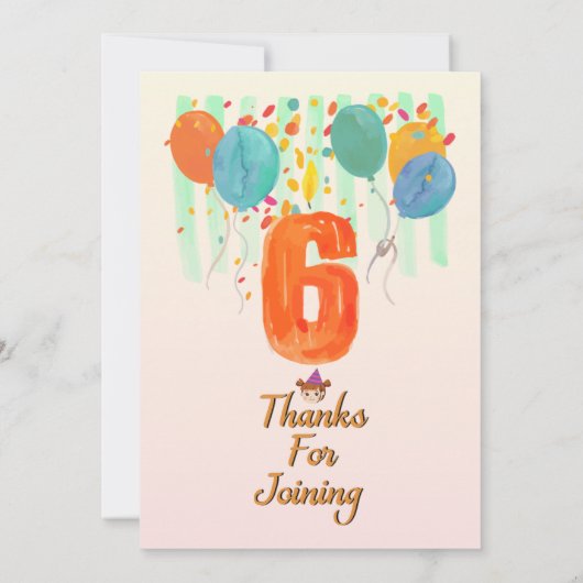 Ballonnen in bloei: Vieren van een 6e verjaardag F Kaart (Achterkant)