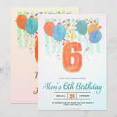 Ballonnen in bloei: Vieren van een 6e verjaardag F Kaart (Voorkant / Achterkant)