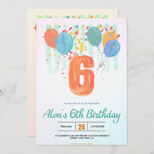 Ballonnen in bloei: Vieren van een 6e verjaardag F Kaart (Voorkant / Achterkant)