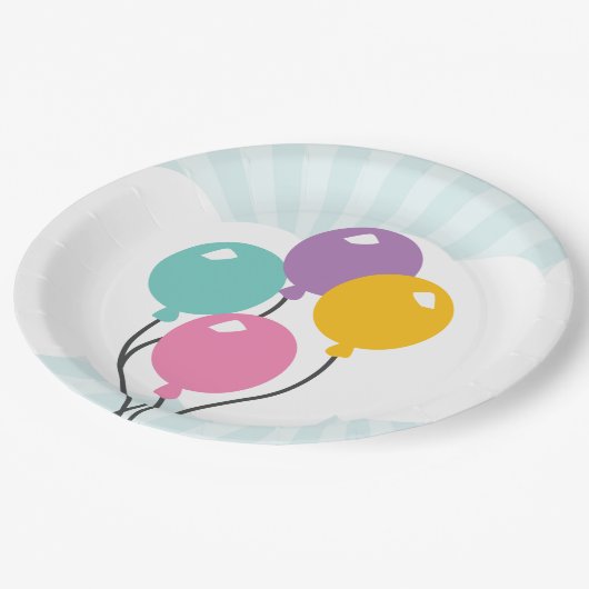 Ballonnen in de Clouds Verjaardagspapier Borden Papieren Bordje (Gekanteld)