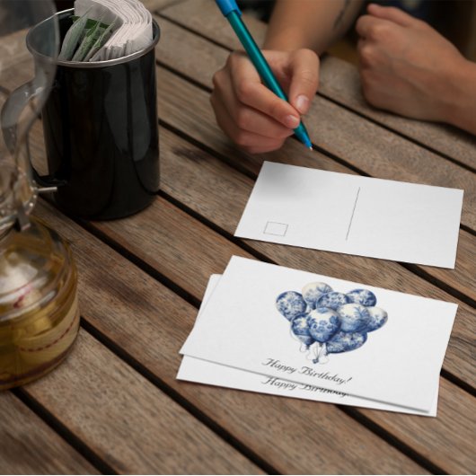 Ballonnen in Delfts Blauw aanpasbaar Briefkaart