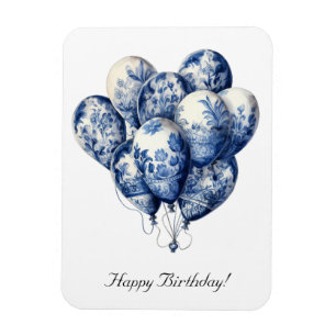 Ballonnen in Delfts Blauw, aanpasbaar Magneet