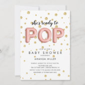Ballonnen Klaar om te POPPEN Meisjes Douche Uitnod Kaart (Voorkant)