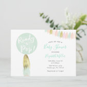 Ballonnen klaar voor Pop Baby shower uitnodiging (Staand voorkant)