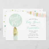 Ballonnen klaar voor Pop Baby shower uitnodiging (Voorkant / Achterkant)