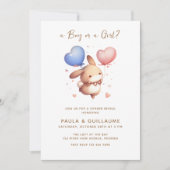 ballonnen konijntje geslacht onthullen feestje uit kaart (Voorkant)