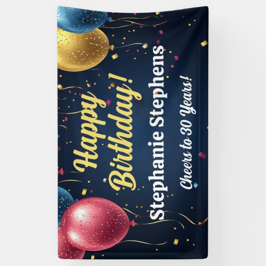 Ballonnen met eigen naam Verjaardag Banner Cheers  (Verticaal)