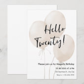 Ballonnen minimalistische verjaardag kaart (Voorkant / Achterkant)