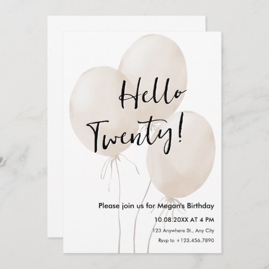 Ballonnen minimalistische verjaardag kaart (Voorkant / Achterkant)